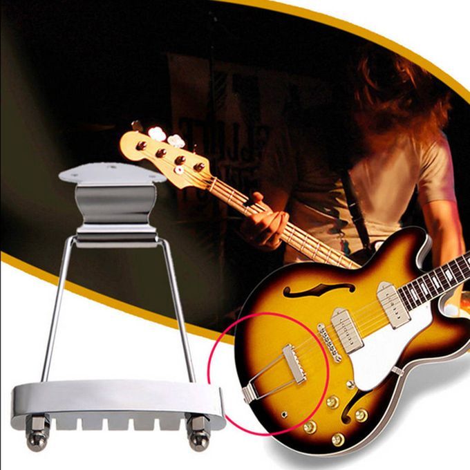 1pc 6 String Guitar Tailpiece Bridge For Archtop Jazz Guitar Chrome