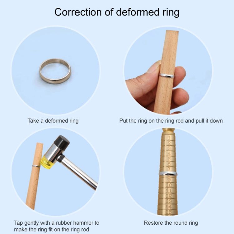 2 PCS Ring Correction Adjustment Tool Wooden Ring Long Rod