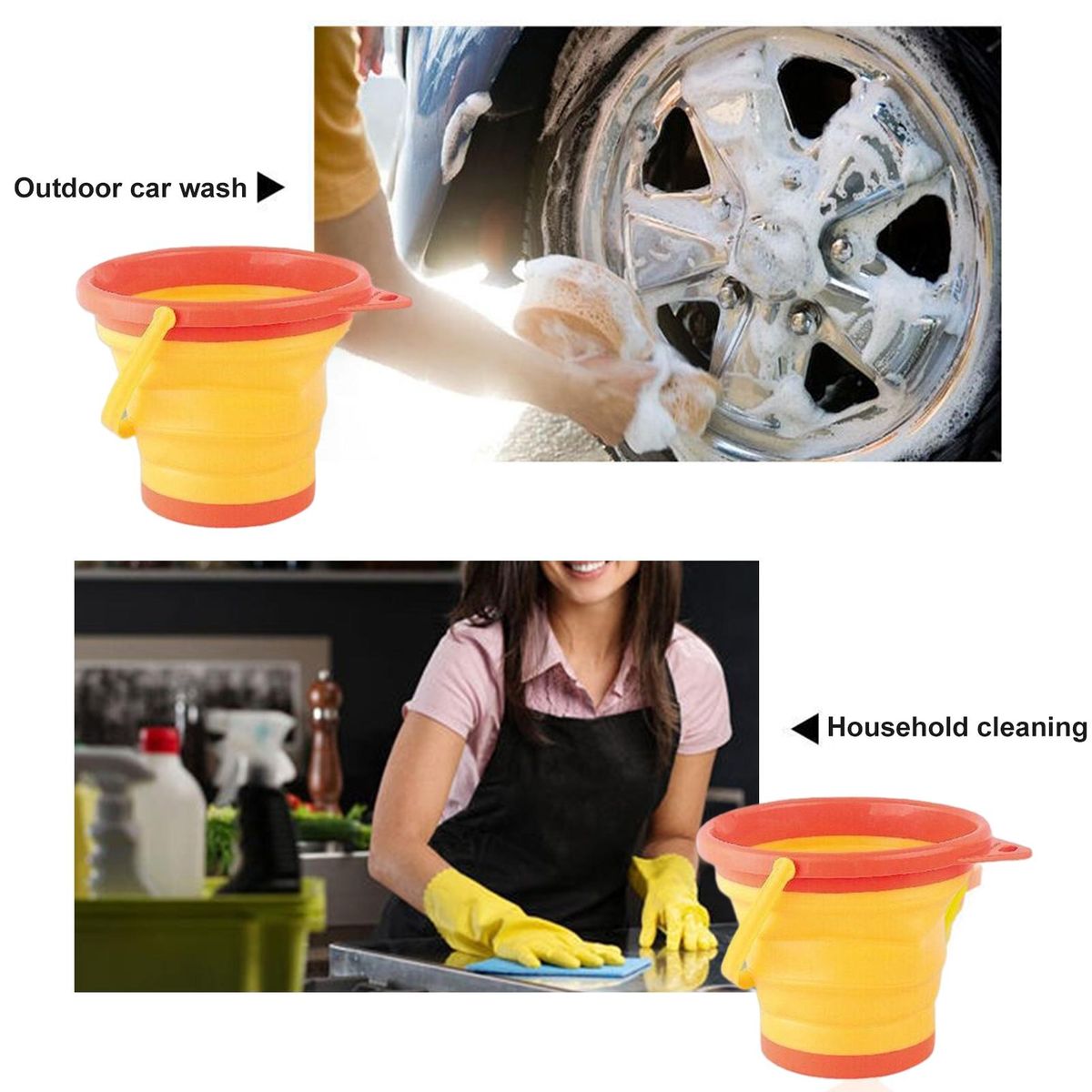 Folding Bucket Summer Beach Folding Bucket Yellow