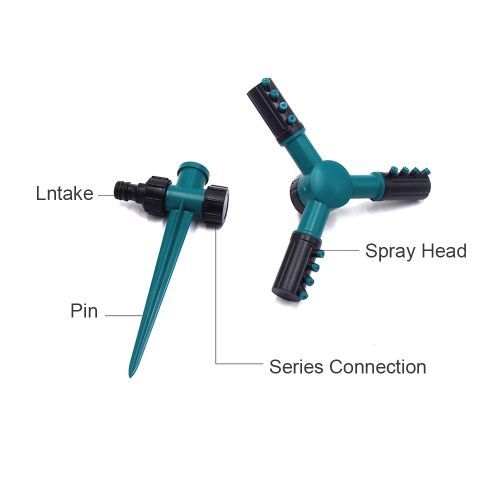 Adjustable 3 Nozzles 360 Degrees Rotating Garden Sprinklers