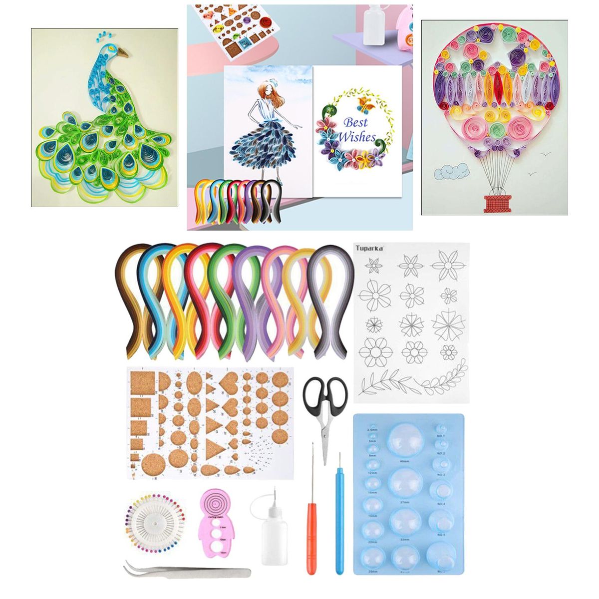 Quilling Paper Tool Kit Gradient 9 Colors 900 Strips Full Set
