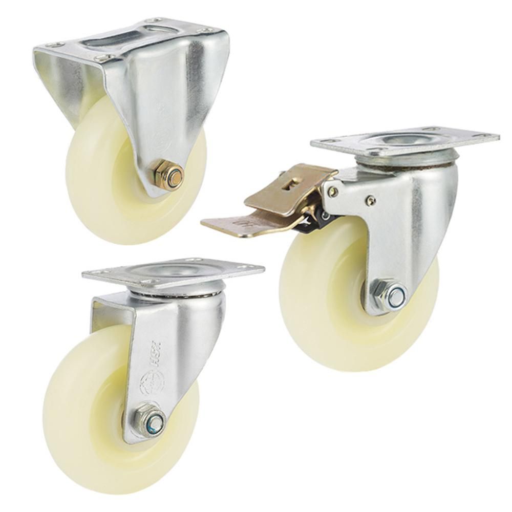 5 Inch Heavy Duty Castor with Brake Industrial Rack Casters 220 Lbs Load Capacity Locking Cart Wheels Wear Resistant Quiet Top Plate Rigid Nylon Roller
