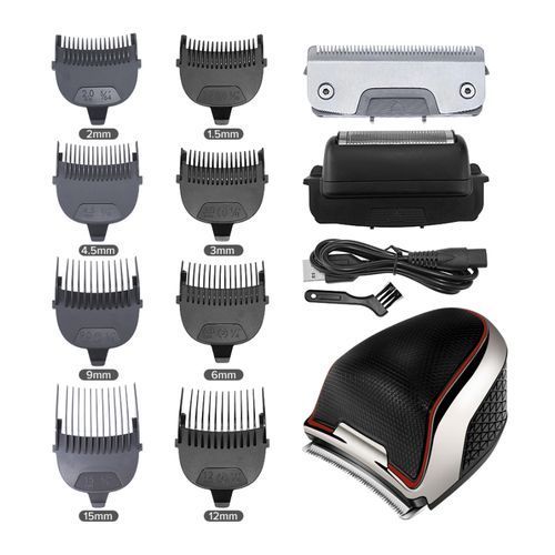 3 In 1 Interchange 70mm Widen Curved Blade Washable Hair Clipper Trimmer Shavers Set 2-speed 8 Comb