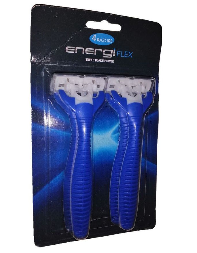 Flex Triple Blade Power 4-pack Razor, Blue-Energi