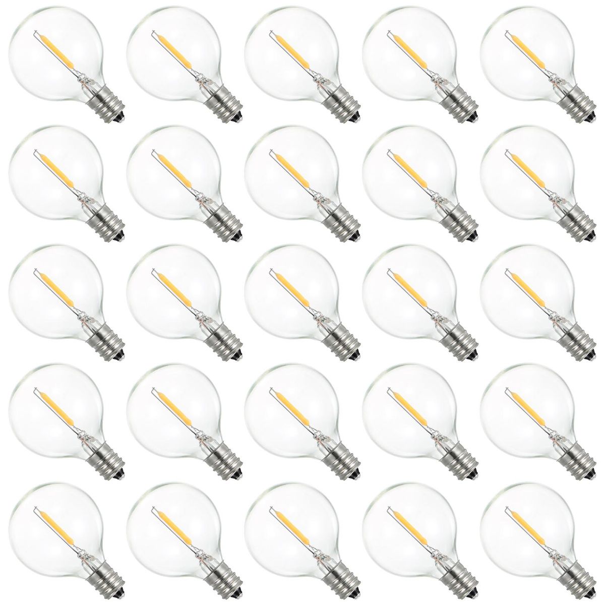 Tomshine A C230V Globe LEDs G40 Bulb Lamp 25 Pack E12 Base Socket Holder IP44 Water Resistance Warm White for String Light Home Party Decoration Wedding Function Portable