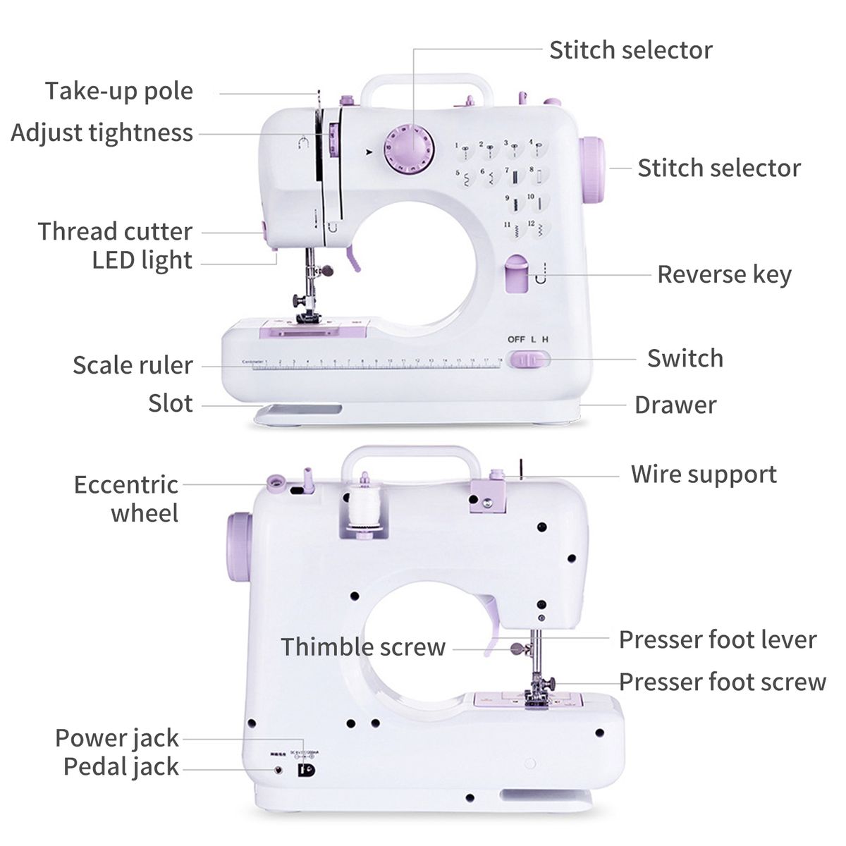Electric Small Sewing Machine With Foot Pedal 12 Stitches