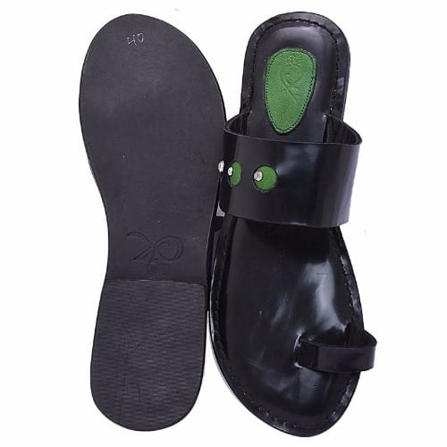 Women's Leather Slippers - Green