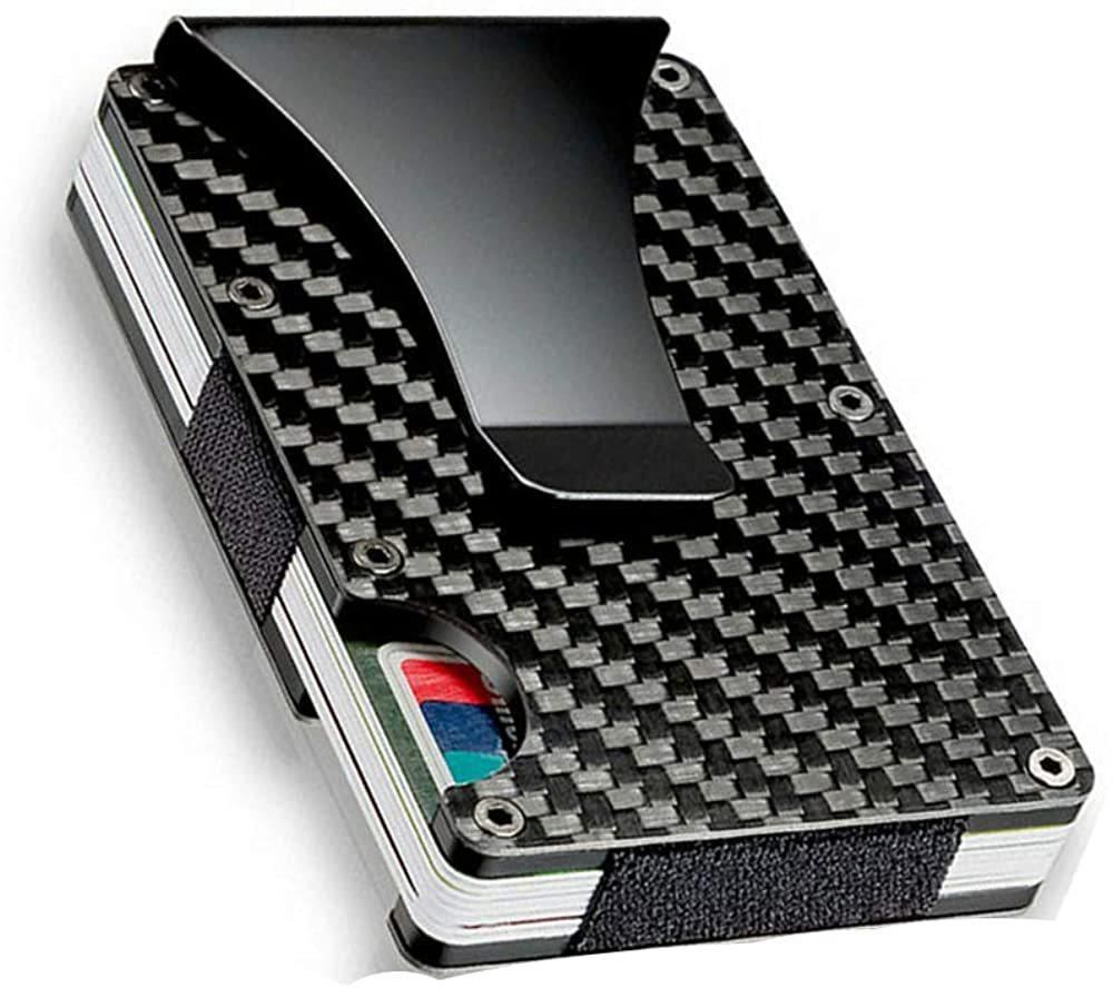 Factory direct supply aluminum alloy carbon fiber credit card box card holder large capacity wallet credit clip carbon fiber