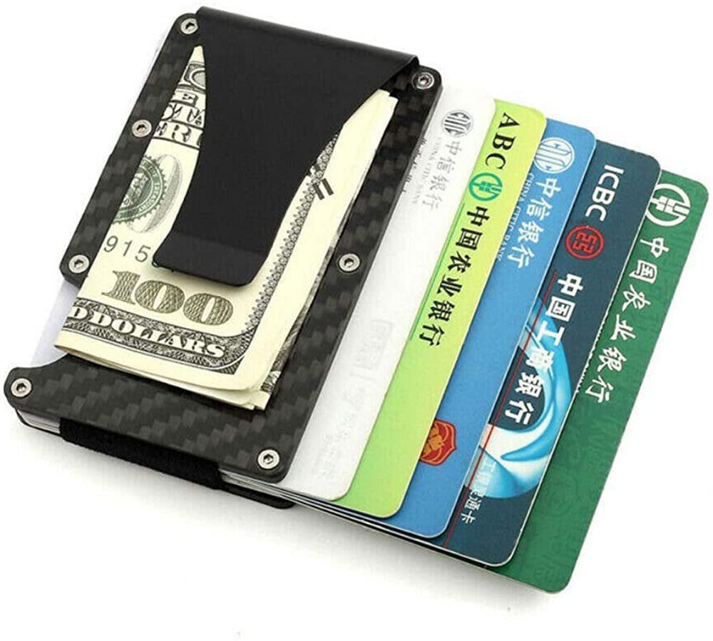 Factory direct supply aluminum alloy carbon fiber credit card box card holder large capacity wallet credit clip carbon fiber