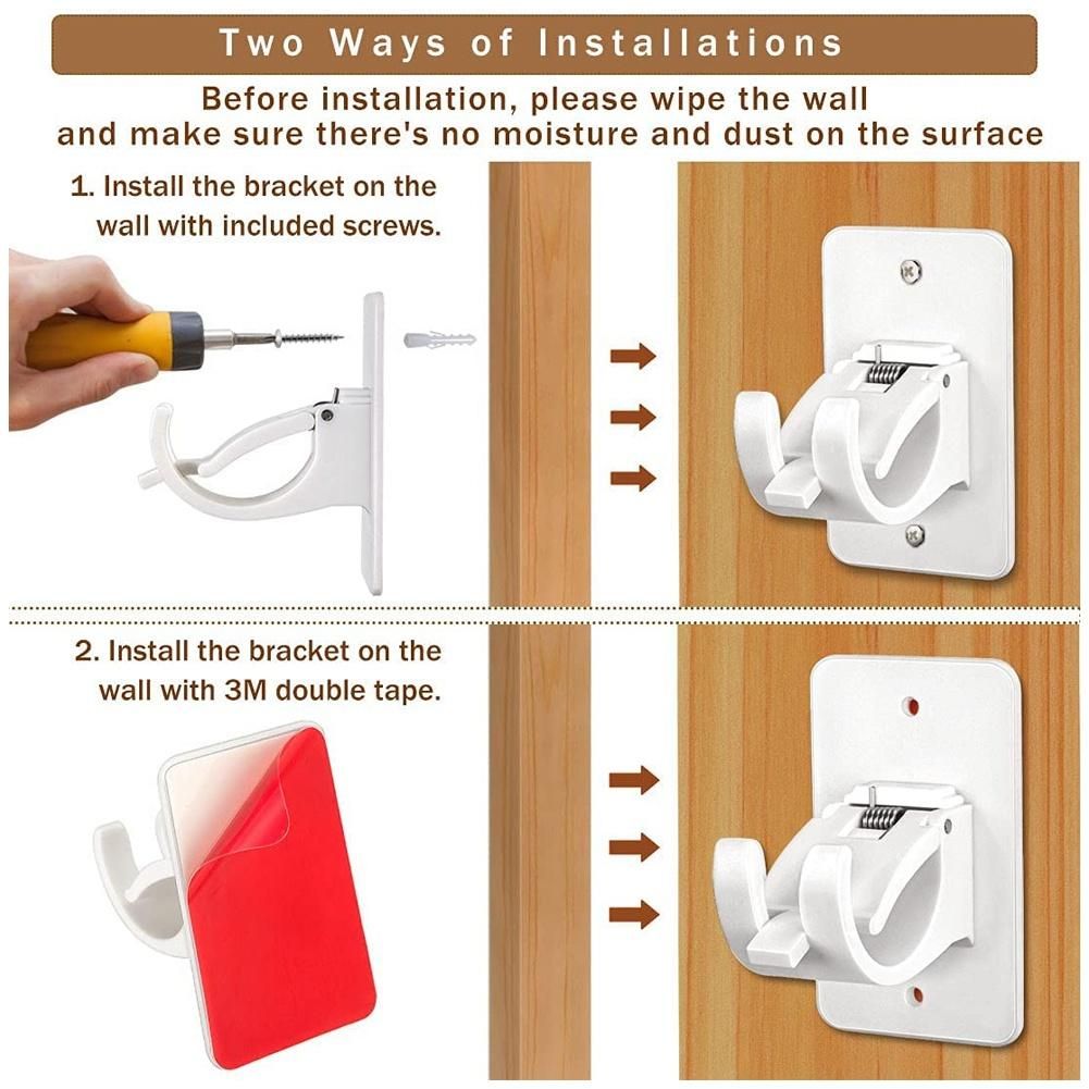 Curtain Rod Bracket Holder 4 PCS, Self Adhesive Crossbar