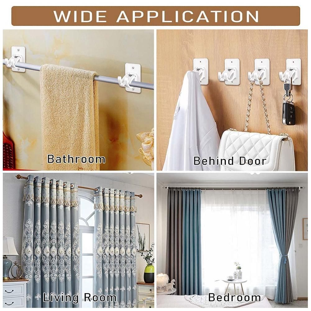 Curtain Rod Bracket Holder 4 PCS, Self Adhesive Crossbar