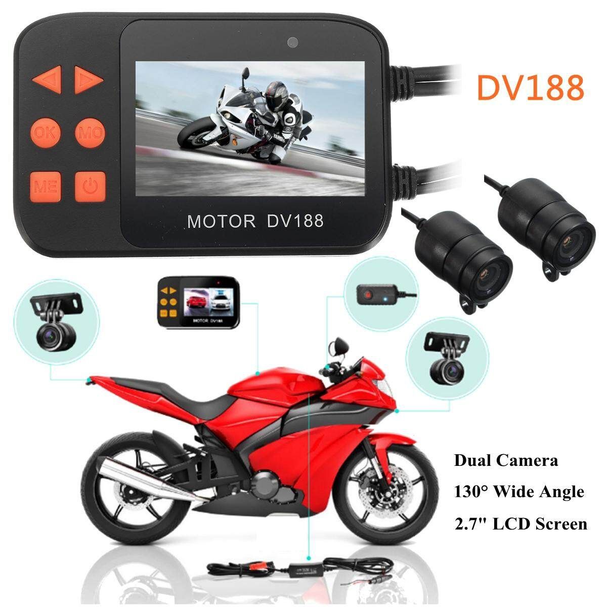 Waterproof Motorcycle Car Biker Dual Action Camera 2.7'' LCD Camcorder Len 130°