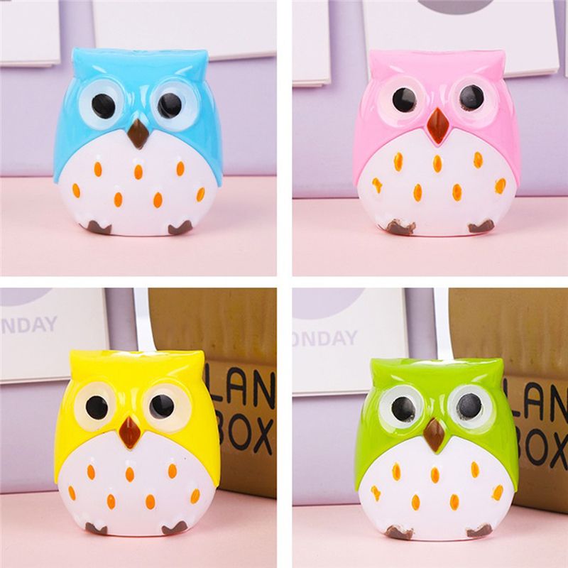 24Pcs Cute Pencil Sharpener Stationery Double Hole Owl