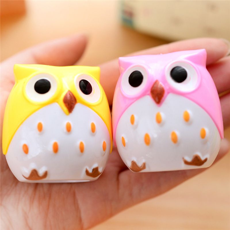24Pcs Cute Pencil Sharpener Stationery Double Hole Owl