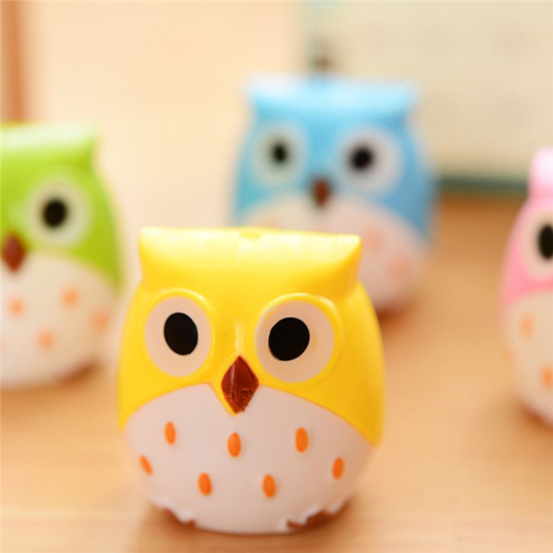 24Pcs Cute Pencil Sharpener Stationery Double Hole Owl