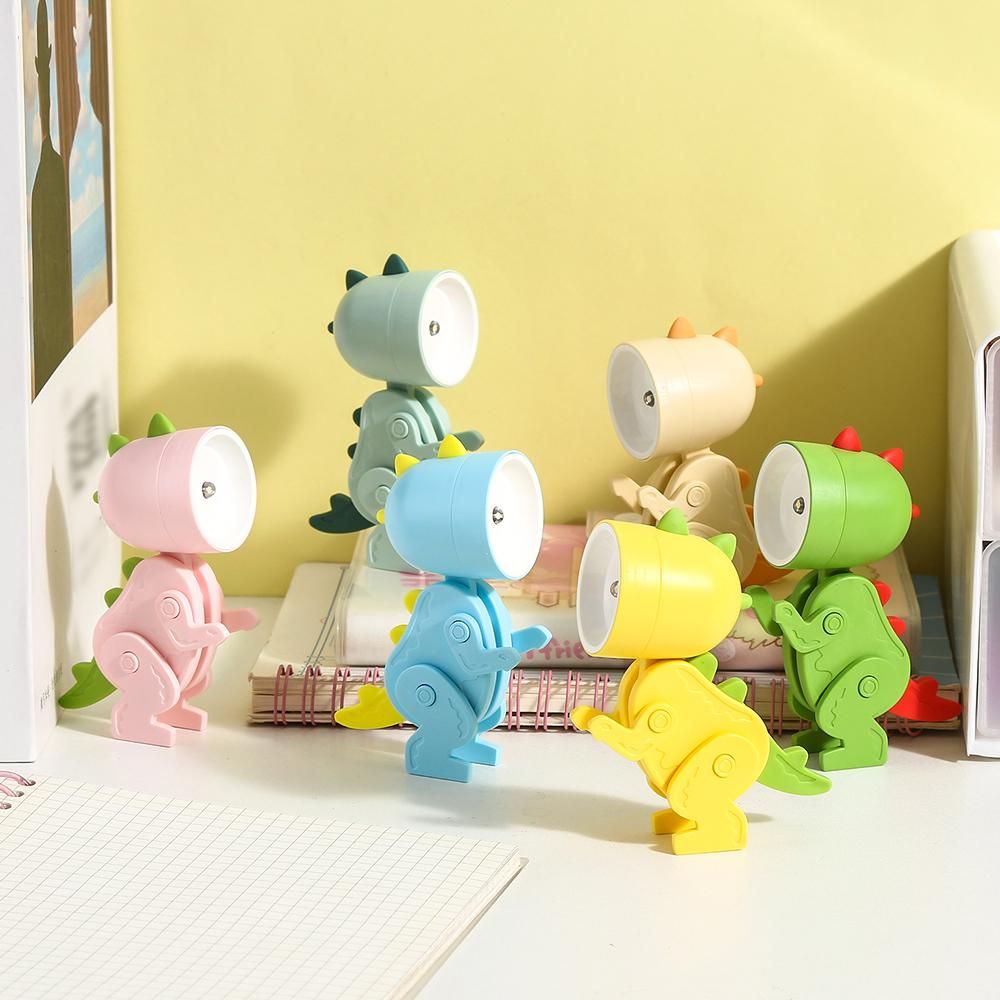 Cartoon Night Light Kid Lamp Mini Dinosaur LED Desk Lamps Cute DIY Portable with Adjustable Angle for Kids Students Bedroom Bookends Nursery Room