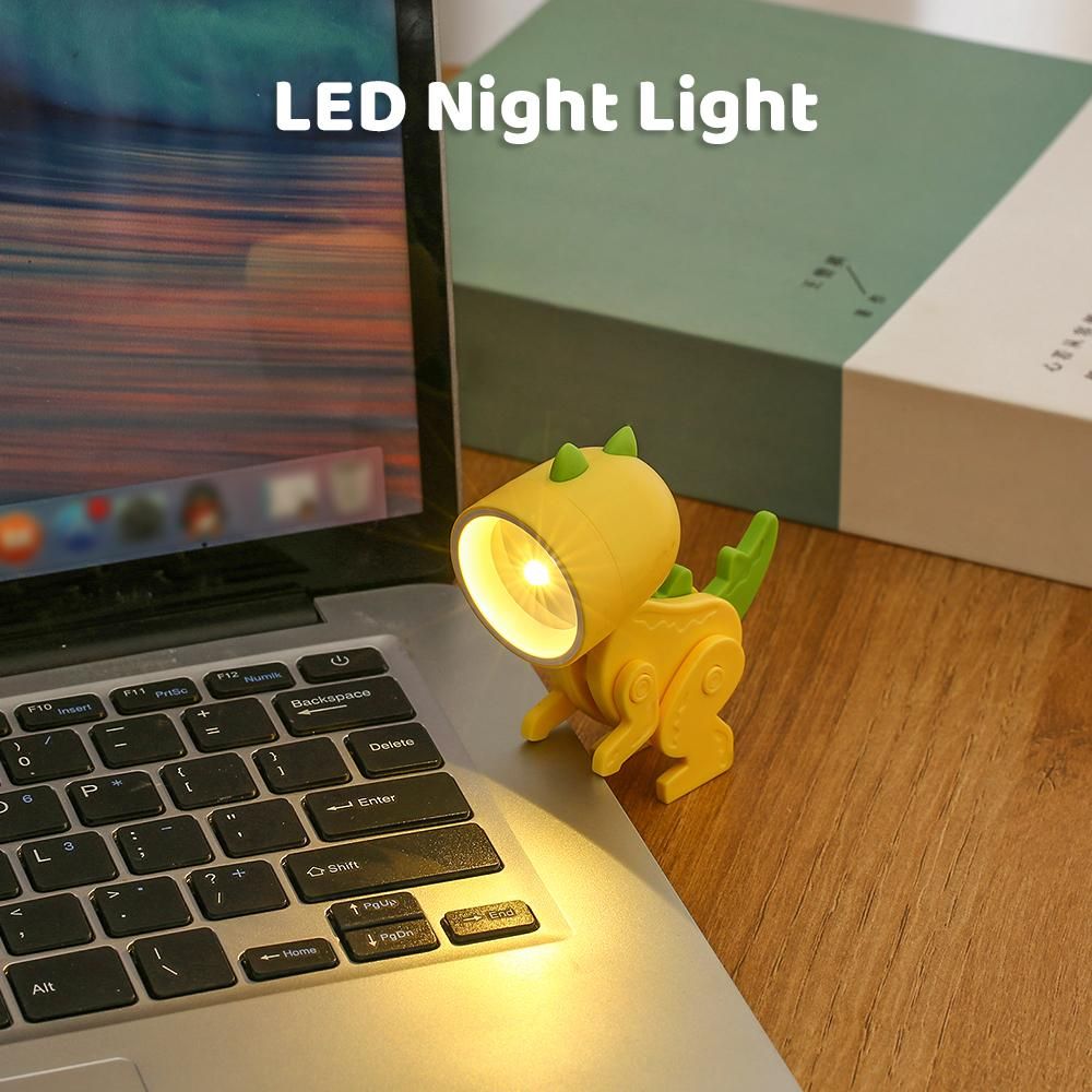 Cartoon Night Light Kid Lamp Mini Dinosaur LED Desk Lamps Cute DIY Portable with Adjustable Angle for Kids Students Bedroom Bookends Nursery Room