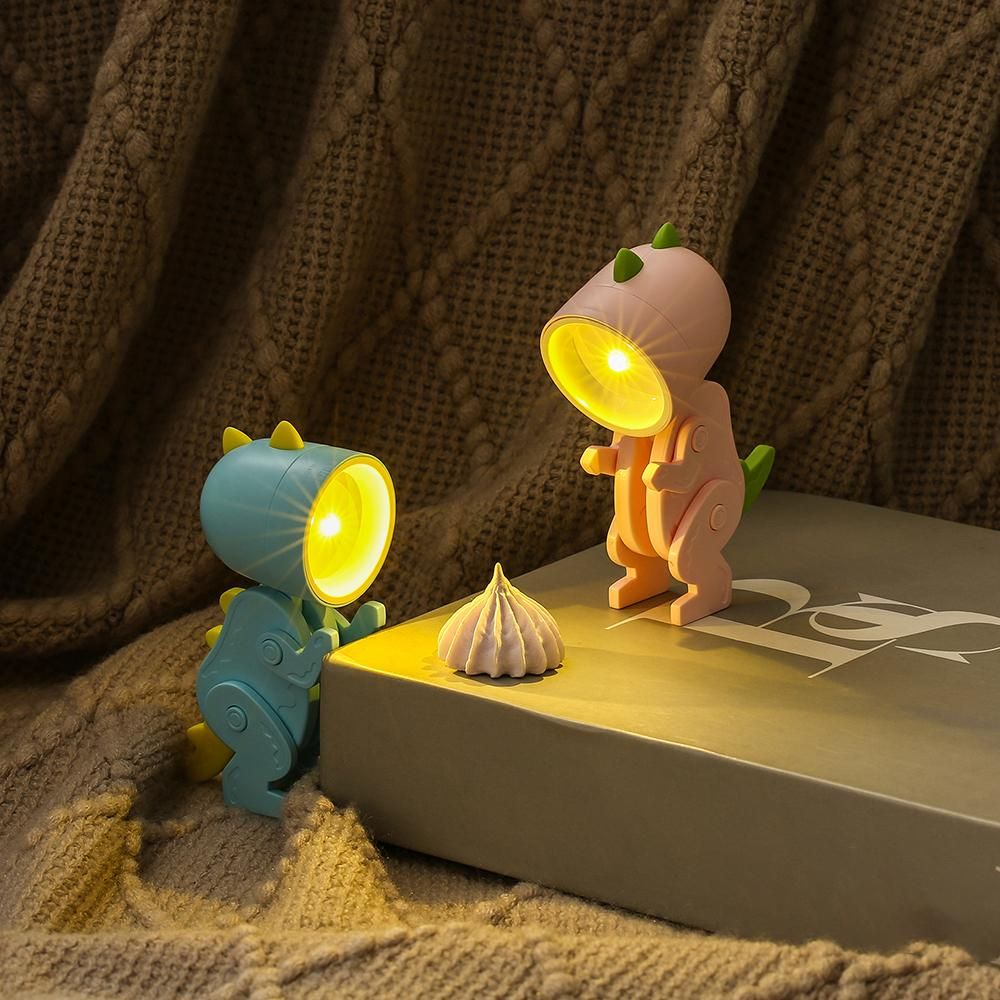 Cartoon Night Light Kid Lamp Mini Dinosaur LED Desk Lamps Cute DIY Portable with Adjustable Angle for Kids Students Bedroom Bookends Nursery Room