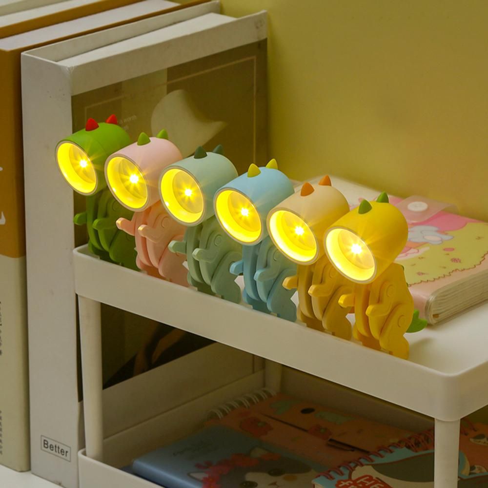 Cartoon Night Light Kid Lamp Mini Dinosaur LED Desk Lamps Cute DIY Portable with Adjustable Angle for Kids Students Bedroom Bookends Nursery Room