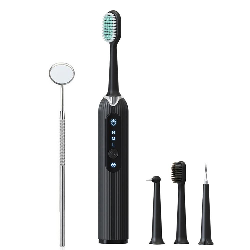 Electric Dental Calculus Remover High Frequency Vibration Rechargeable Plaque/Tartar Remover Teeth Cleaning Tools Dental Cleaning Kit with 4 Clean Heads/3 Adjustable Modes