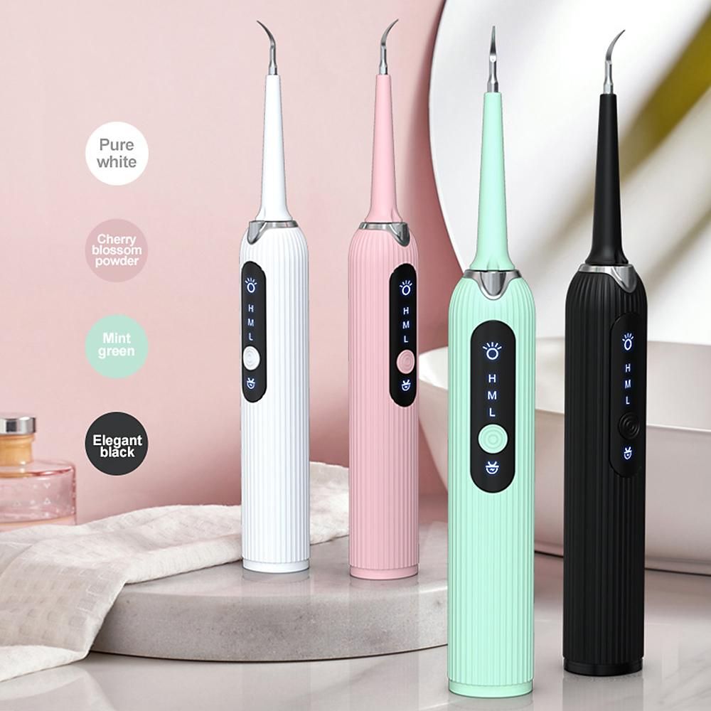 Electric Dental Calculus Remover High Frequency Vibration Rechargeable Plaque/Tartar Remover Teeth Cleaning Tools Dental Cleaning Kit with 4 Clean Heads/3 Adjustable Modes