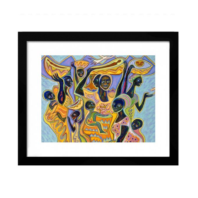 Hustling African Mothers Abstract Drawing Wall Frame