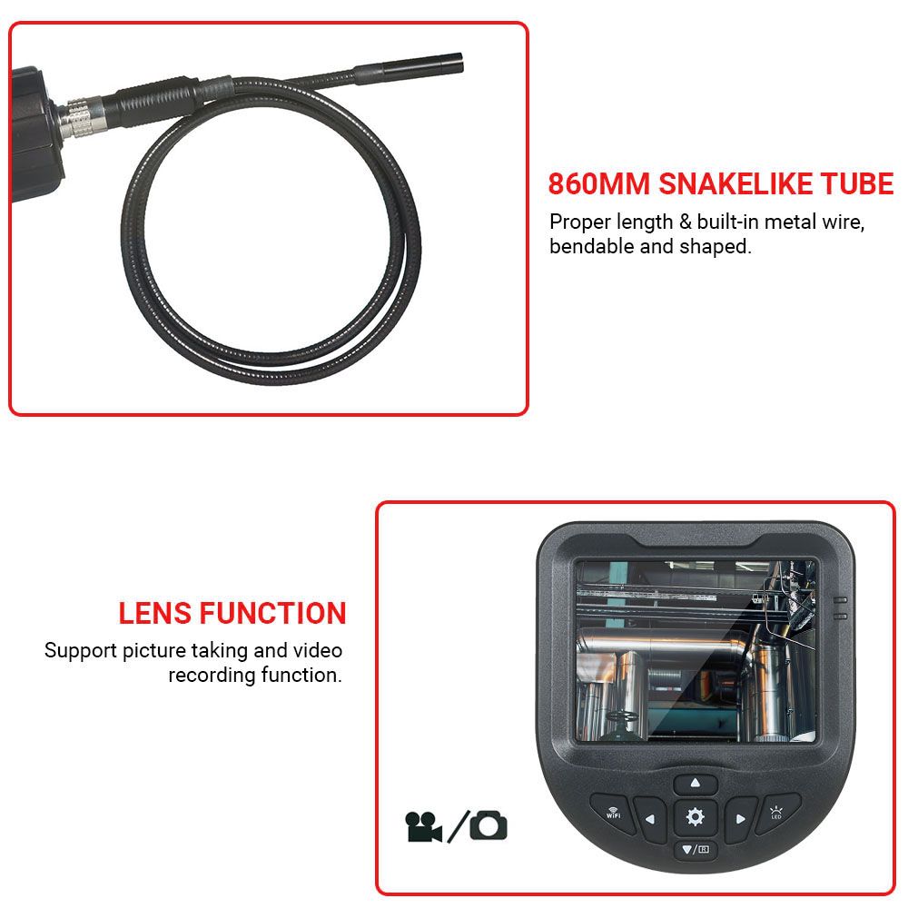 Handheld Industrial Endoscope IP67 Waterproof Camera With