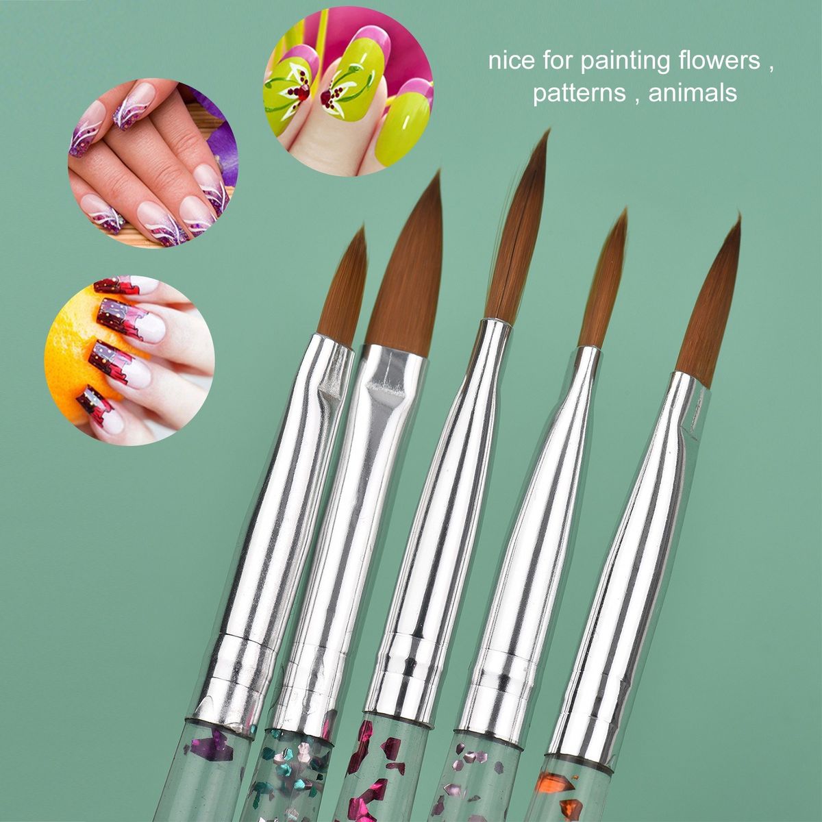 5PCS Nail Art Pen Kit Acrylic Nail Brushes Dotting Pen Nail Art Drawing Painting Brush 3D Carving Pen Manicure Tools Kit