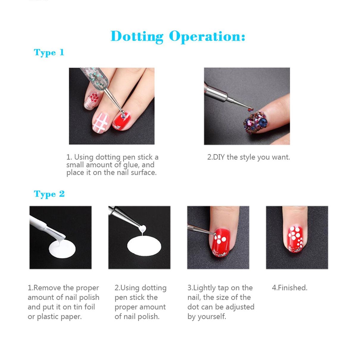 5PCS Nail Art Pen Kit Acrylic Nail Brushes Dotting Pen Nail Art Drawing Painting Brush 3D Carving Pen Manicure Tools Kit