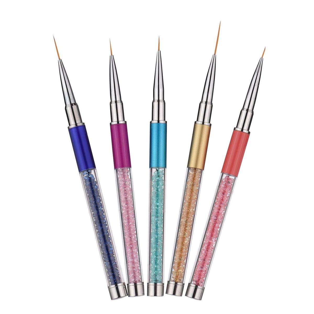 Nail Art Pen Brushes Nail-Polish Painting Drawing Line Stripe Flower Design 5Pcs 7/9/11/15/20mm DIY Drawing Painting Brush Pen Set