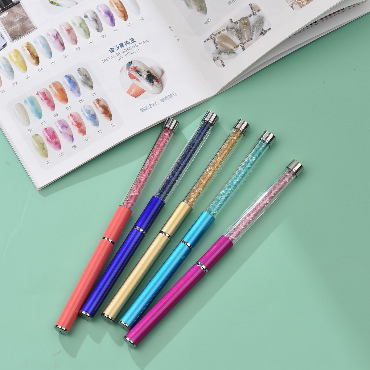 Nail Art Pen Brushes Nail-Polish Painting Drawing Line Stripe Flower Design 5Pcs 7/9/11/15/20mm DIY Drawing Painting Brush Pen Set