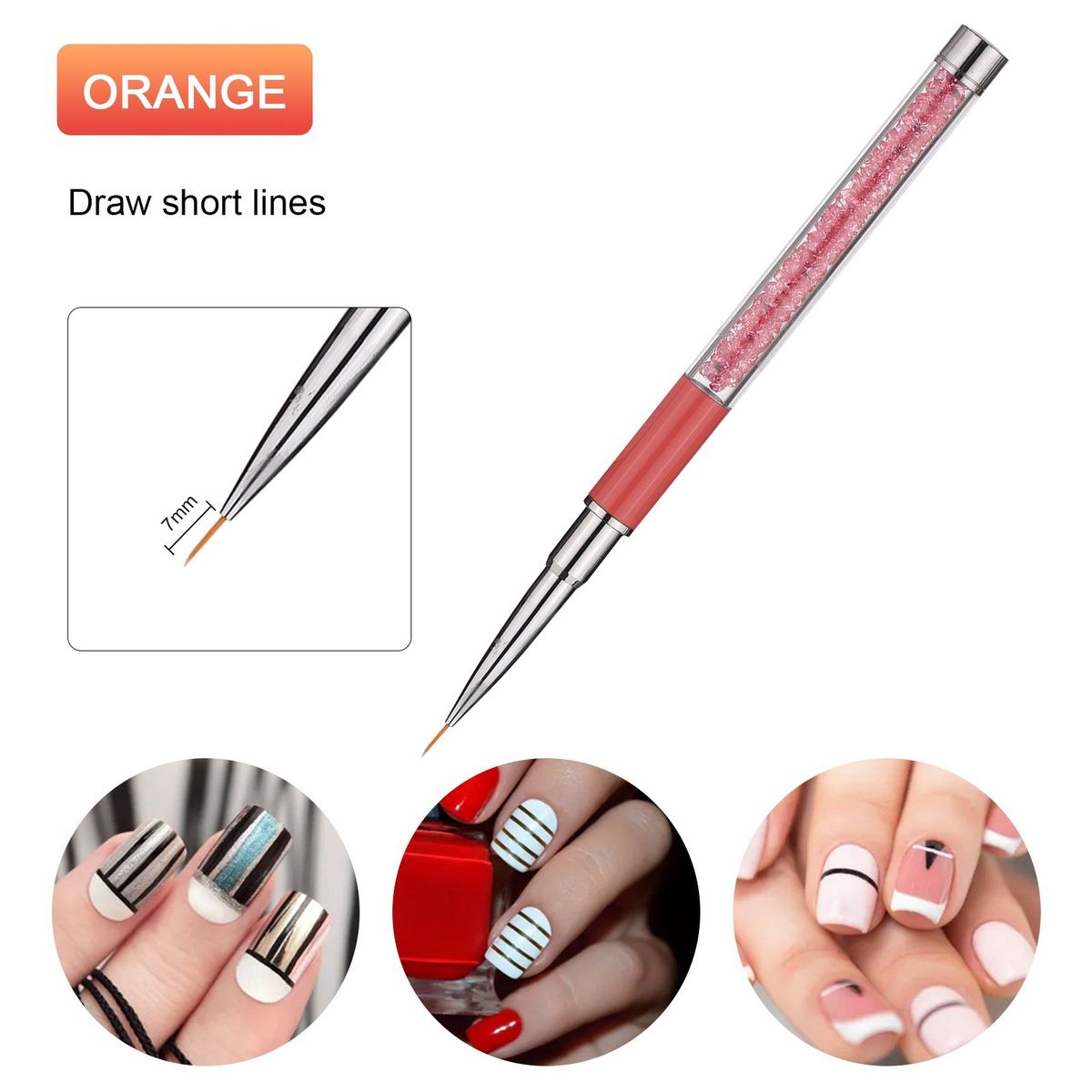 Nail Art Pen Brushes Nail-Polish Painting Drawing Line Stripe Flower Design 5Pcs 7/9/11/15/20mm DIY Drawing Painting Brush Pen Set