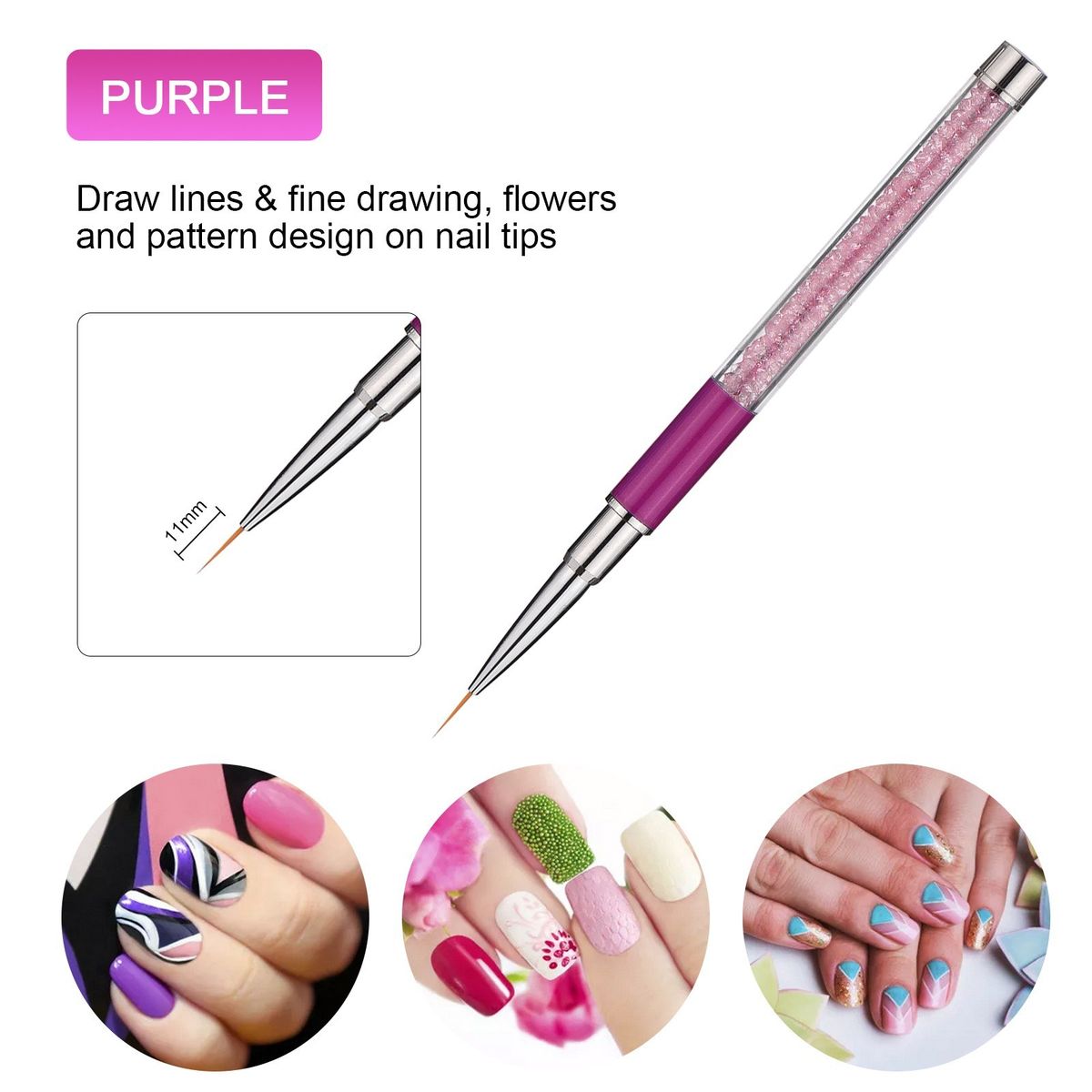 Nail Art Pen Brushes Nail-Polish Painting Drawing Line Stripe Flower Design 5Pcs 7/9/11/15/20mm DIY Drawing Painting Brush Pen Set