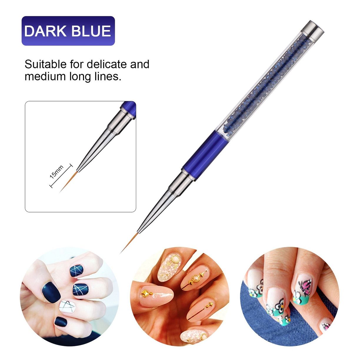 Nail Art Pen Brushes Nail-Polish Painting Drawing Line Stripe Flower Design 5Pcs 7/9/11/15/20mm DIY Drawing Painting Brush Pen Set