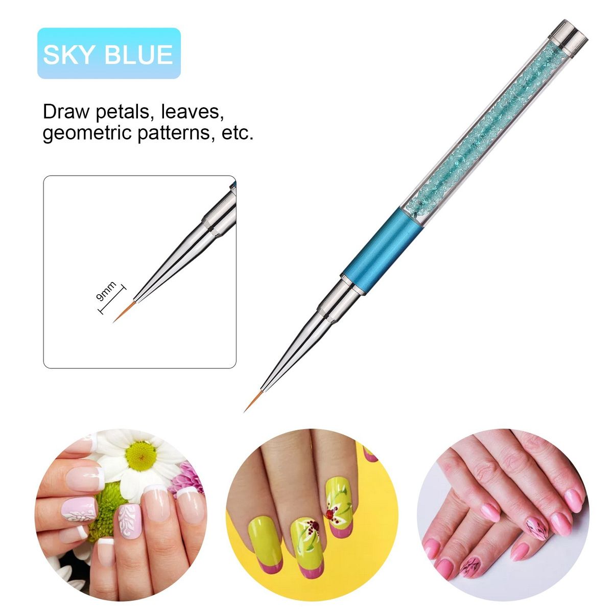 Nail Art Pen Brushes Nail-Polish Painting Drawing Line Stripe Flower Design 5Pcs 7/9/11/15/20mm DIY Drawing Painting Brush Pen Set