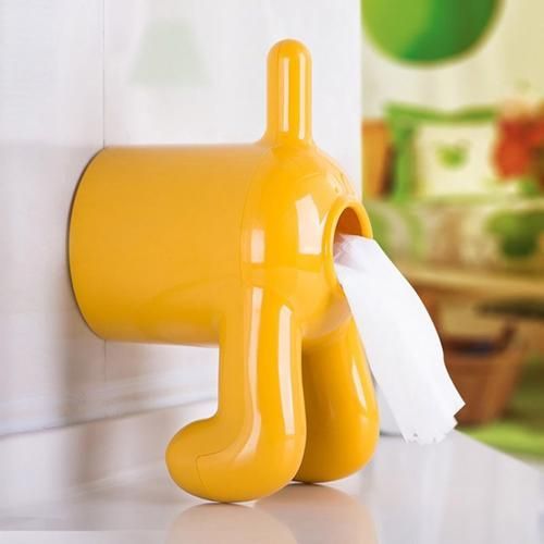 Creative Bathroom Without Traces Waterproof Paper Tissue Box Wall Mount Puppy PP Storage Holder Case Animal Shaped Reel Rack