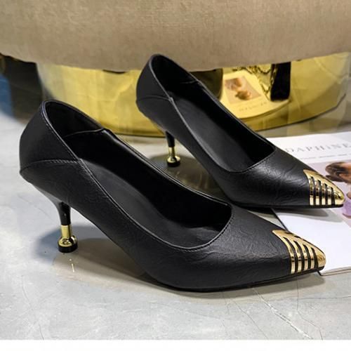 Ladies Classic Simple Pointed Toe Fashion High Heels-Black 5cm
