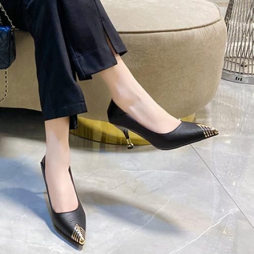 Ladies Classic Simple Pointed Toe Fashion High Heels-Black 5cm