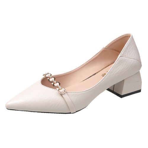 Ladies Classic Simple Pointed High Heels-beige
