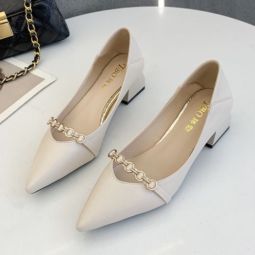 Ladies Classic Simple Pointed High Heels-beige