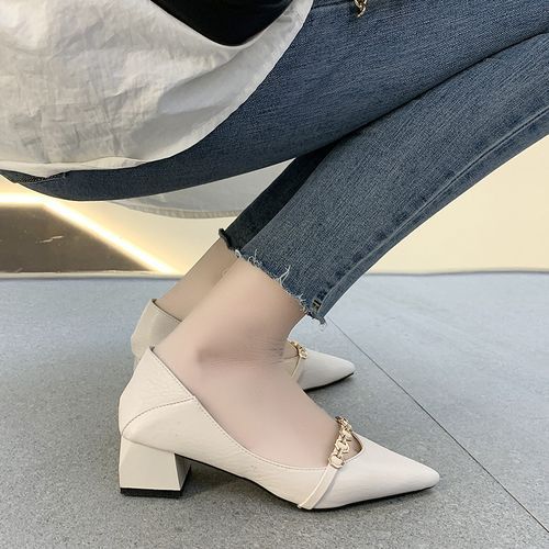 Ladies Classic Simple Pointed High Heels-beige
