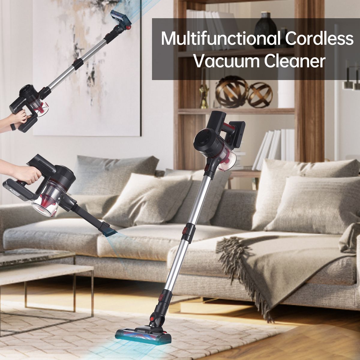 Cordless Vacuum Cleaner Rechargeable Stick Vacuum With 25KPA