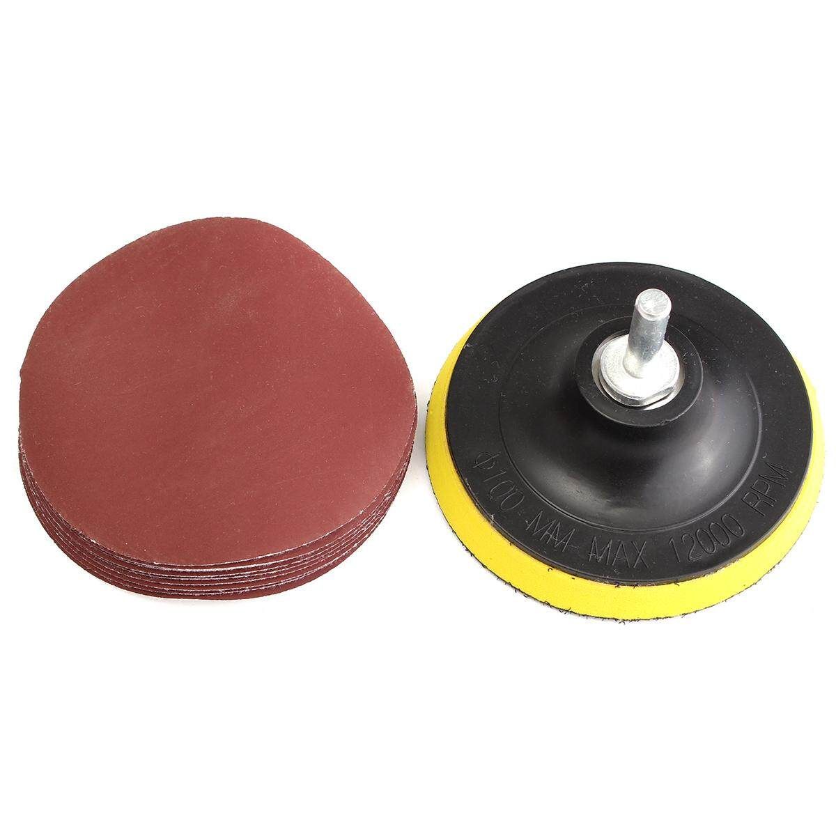 10Pcs 4'' Sanding Disc Sandpaper Hook Loop 1000 + Backer Pad With Drill Adapter