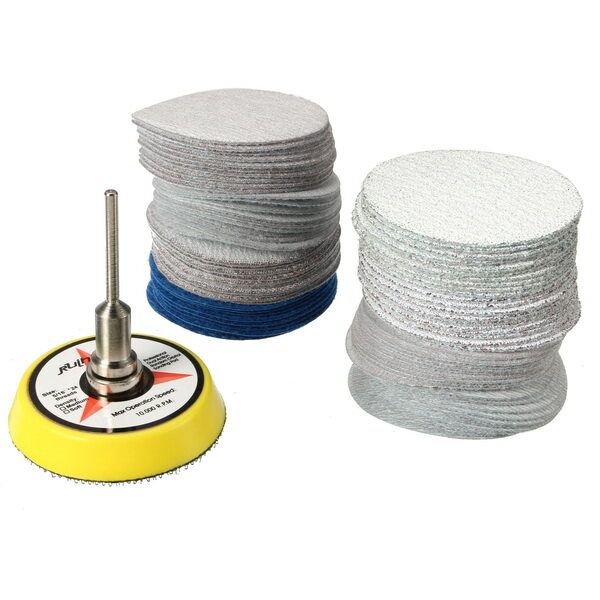 2/3 Inch Hook And Loop Sanding Pad 3mm Shank With 80pcs 80 To 7000 Grit Sand Paper 2 Inch