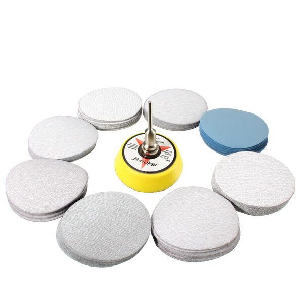 2/3 Inch Hook And Loop Sanding Pad 3mm Shank With 80pcs 80 To 7000 Grit Sand Paper 2 Inch