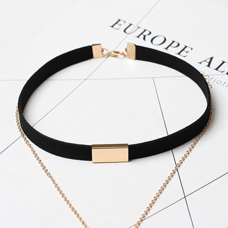 Women's Vintage Gothic Punk Layered Bar Charm Chain-Black