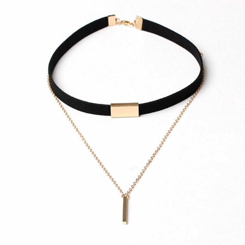 Women's Vintage Gothic Punk Layered Bar Charm Chain-Black