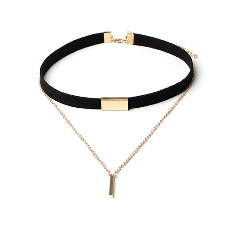 Women's Vintage Gothic Punk Layered Bar Charm Chain-Black