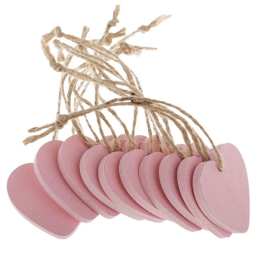 20 Pieces Wood Love Heart Slices Blank Name Badges Wood Labels