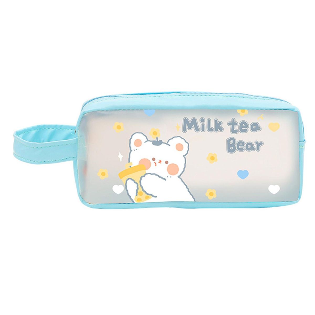 Pencil Bag INS Simple Frosted Clear Pen Case Blue